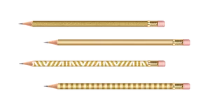 Designer Gold Pattern Pencils PNG Image