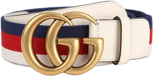 Designer Striped Beltwith Gold Buckle PNG Image