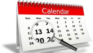 Desk Calendarwith Magnifying Glass PNG Image