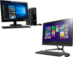 Desktop Computer Setup PNG image with transparent background