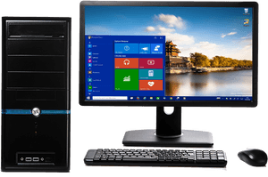 Desktop Computer Setupwith Monitor PNG with transparent background