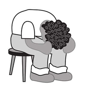 Despondent Figure Resting Headon Knees PNG image with transparent background