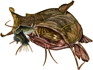 Detailed Catfish Illustration.png PNG Image