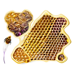 Detailed Honeycomb Illustration Png 5 PNG Image