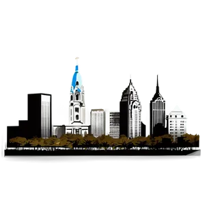 Detailed Philadelphia Skyline Illustration Png Onf26 PNG Image