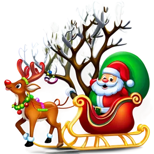 Detailed Santa Sleigh And Reindeer Illustration Png 06282024 PNG Image