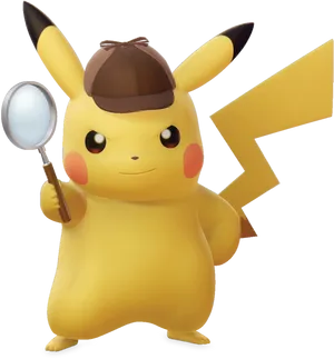 Detective Pikachuwith Magnifying Glass PNG Image