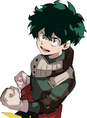 Determined Deku Anime Character PNG Image