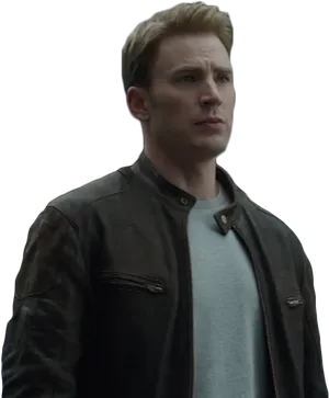 Determined Man Leather Jacket PNG Image