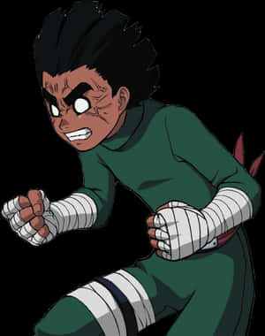 Determined Rock Lee Action Pose PNG image with transparent background