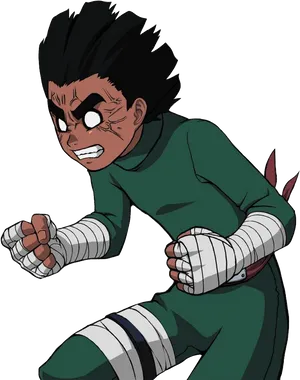 Determined Rock Lee Action Pose PNG Image