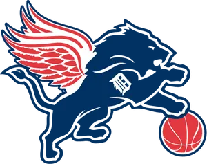 Detroit Lions Basketball Mashup Logo PNG Image