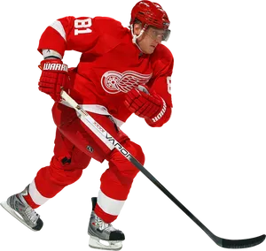 Detroit Red Wings Hockey Player Action PNG Image