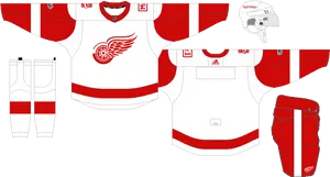 Detroit Red Wings Hockey Uniform Layout PNG Image