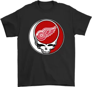 Detroit Red Wings Skull T Shirt Design PNG Image