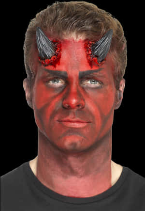 Devil Horns Makeup Man PNG image with transparent background