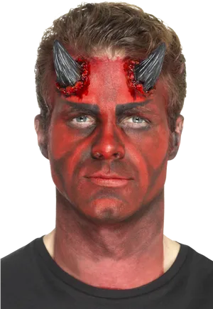 Devil Horns Makeup Man PNG Image