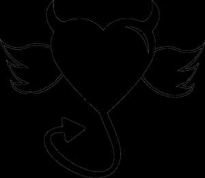 Devilish Love Heartwith Wingsand Tail PNG image with transparent background