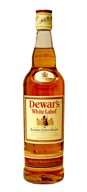 Dewars White Label Scotch Whisky Bottle PNG with transparent background