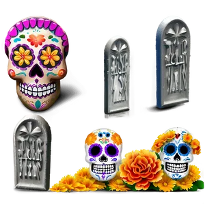 Dia De Los Muertos Decorated Graves Png Wfy48 PNG Image