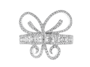 Diamond Bow Ring Luxury Jewelry PNG image with transparent background