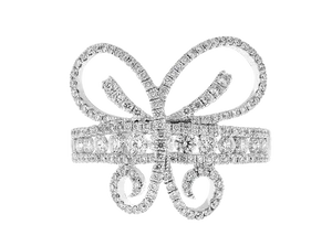 Diamond Bow Ring Luxury Jewelry PNG Image