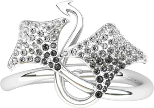 Diamond Butterfly Ring Silver PNG Image