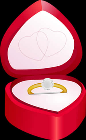Diamond Engagement Ringin Heart Shaped Box PNG image with transparent background