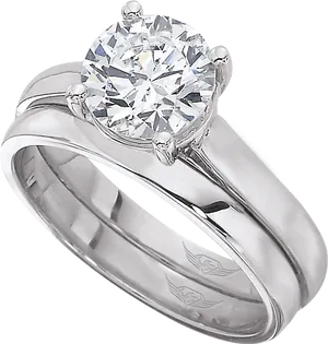 Diamond Engagement Wedding Ring Set PNG Image