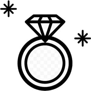 Diamond Ring Icon Blackand White PNG Image