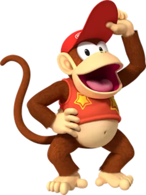 Diddy_ Kong_ Cheerful_ Pose PNG Image