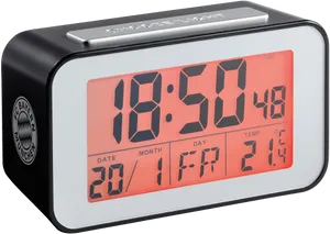 Digital Alarm Clock Display PNG Image