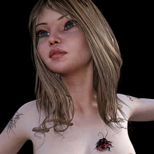 Digital Art Portrait Ladybug Tattoo PNG with transparent background