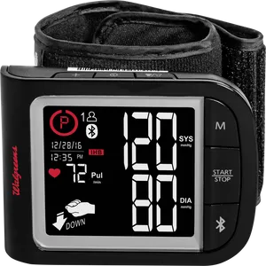 Digital Blood Pressure Monitor Display PNG Image