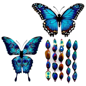 Digital Blue Butterflies Png 9 PNG Image