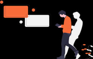 Transparent Business People Walking Away Png - Cartoon Person Walking With Phone, Png Download PNG image with transparent background