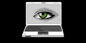 Digital Eye Surveillance Laptop PNG image with transparent background