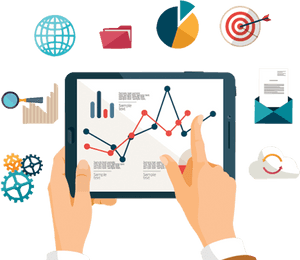 Digital Marketing Analytics Tablet PNG with transparent background