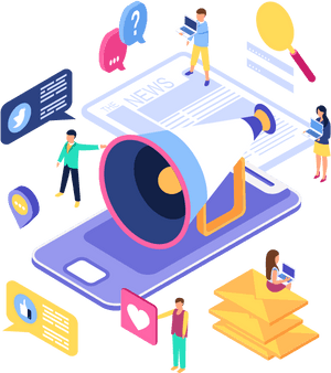 Digital Marketing Communication Concept PNG image with transparent background