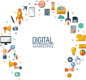 Digital Marketing Elements Graphic PNG image with transparent background