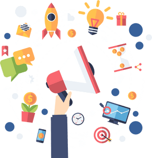Digital Marketing Strategies Illustration PNG with transparent background