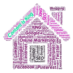 Digital Marketing Word Cloud House Shape PNG Image
