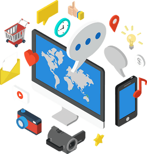 Digital Media Communication Concept PNG image with transparent background