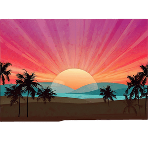 Digital Retro Sunset Landscape PNG 06252024 PNG with transparent background