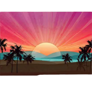 Digital Retro Sunset Landscape Png 06252024 PNG Image