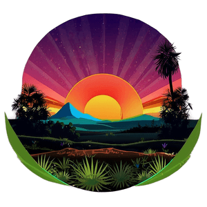 Digital Retro Sunset Landscape PNG 06252024 PNG