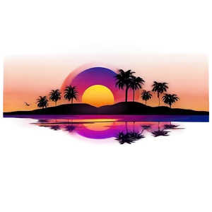 Digital Retro Sunset Landscape Png 06252024 PNG Image