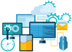 Digital Technology Concept Illustration PNG Image