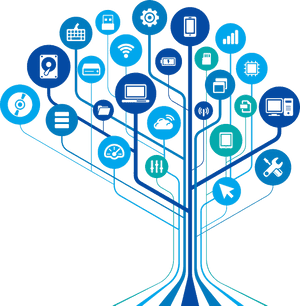 Digital Technology Tree Concept PNG image with transparent background