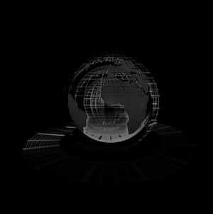 Digital World Globe Black Background PNG image with transparent background